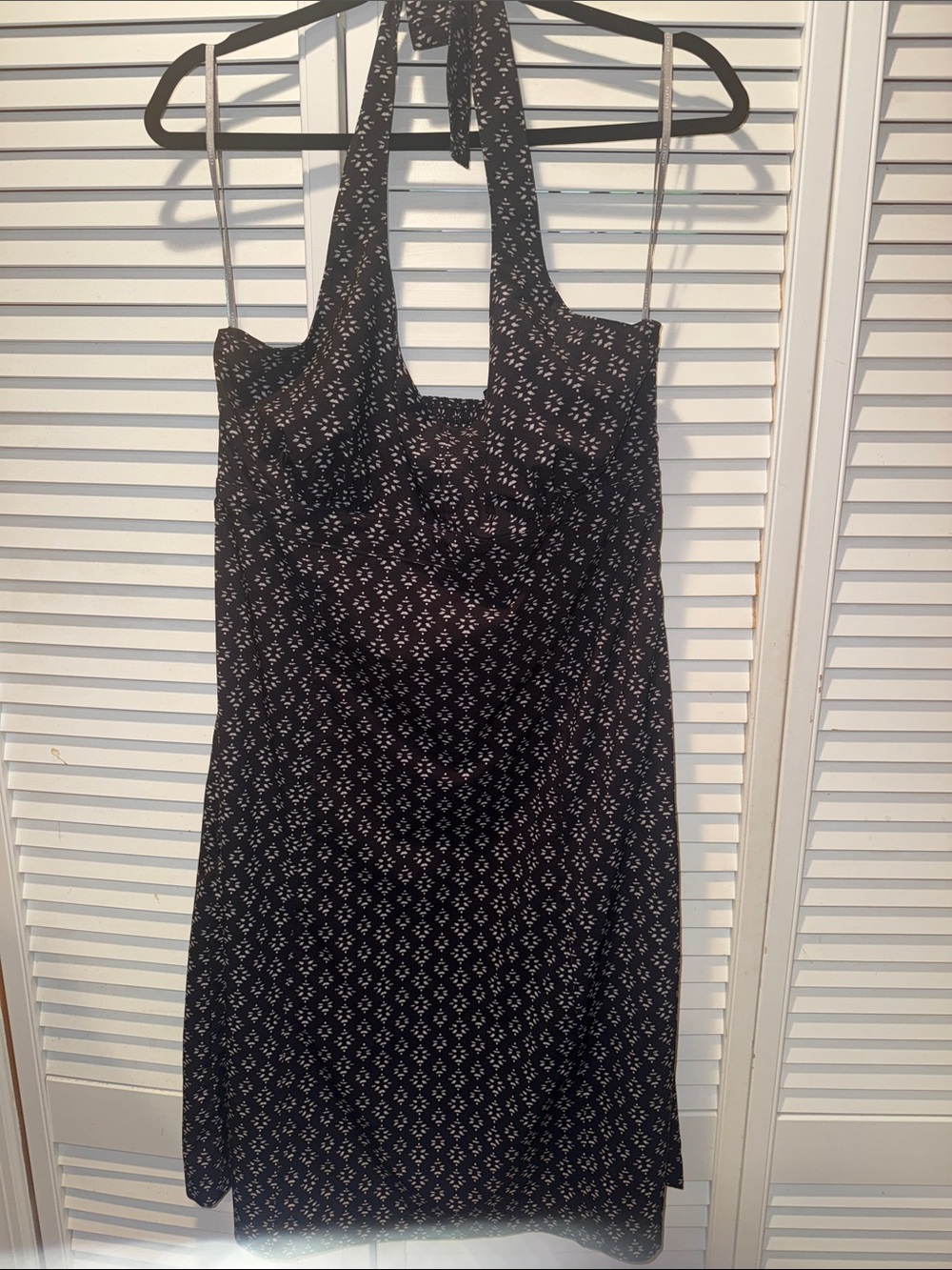 Athleta halter Neck Black Dress with Delicate White Print